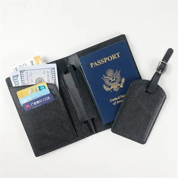 PU Passport Holder And Luggage Tag Set