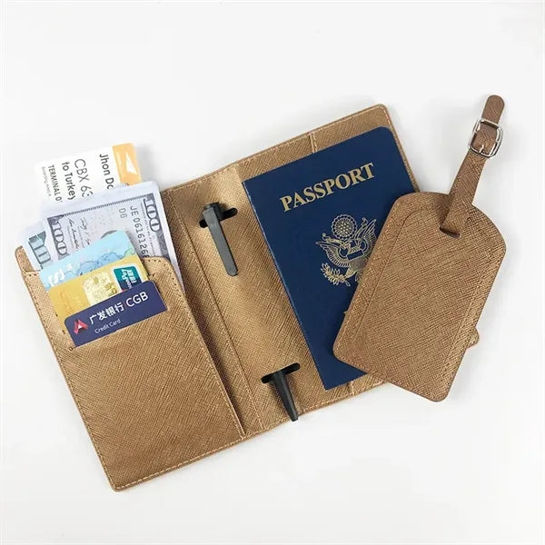 PU Passport Holder And Luggage Tag Set