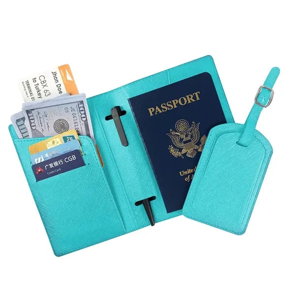 PU Passport Holder And Luggage Tag Set