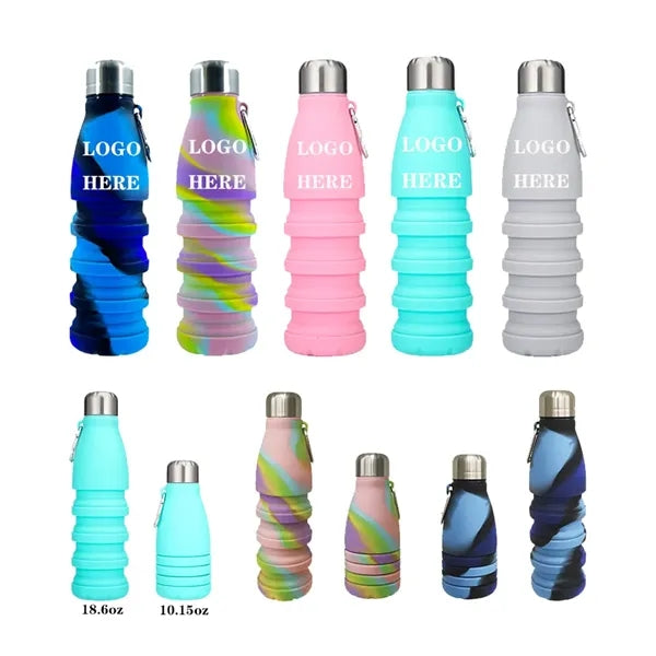 18.6OZ Foldable Silicone Water Bottle for Outdoor