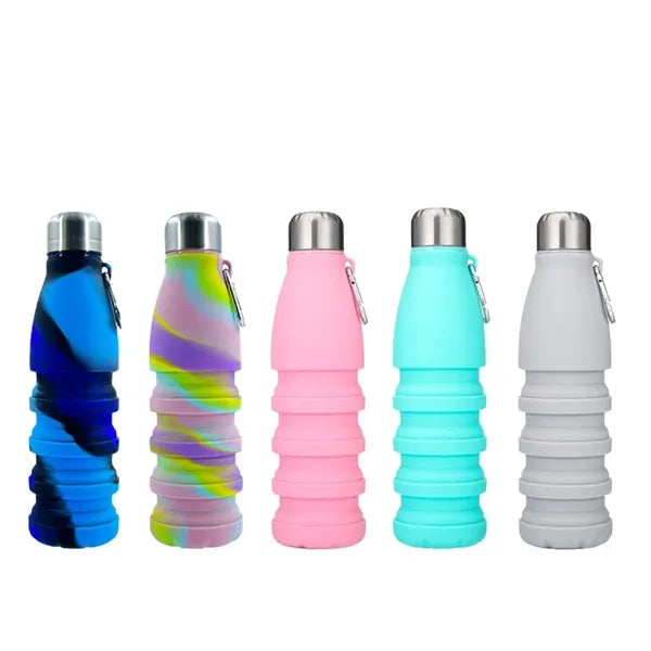 18.6OZ Foldable Silicone Water Bottle for Outdoor