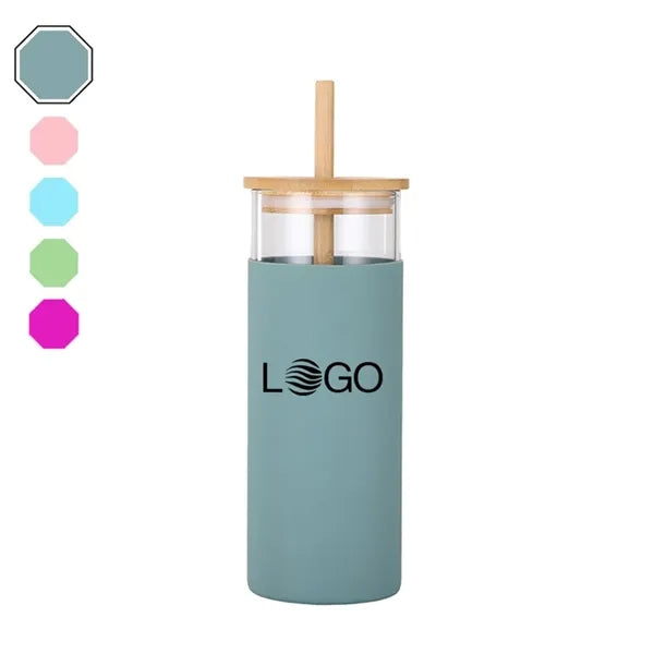 16 oz Glass Tumbler with Lid and Straw