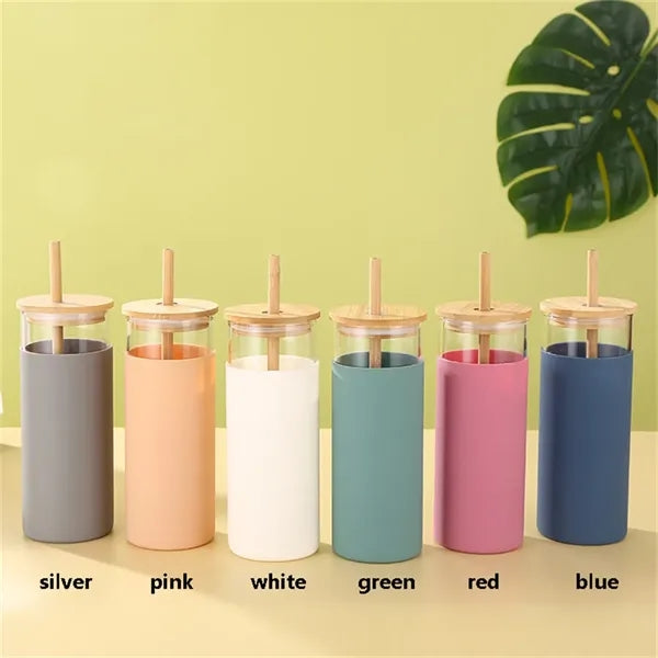 16 oz Glass Tumbler with Lid and Straw