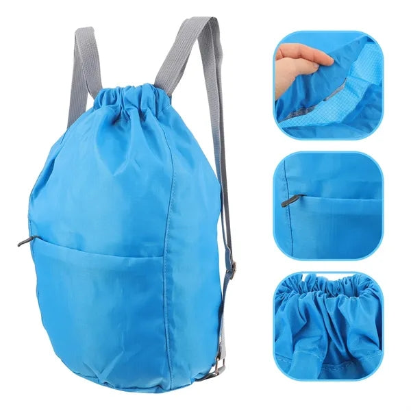 Solid Color Drawstring Backpack Leisure Travel Gym Bag