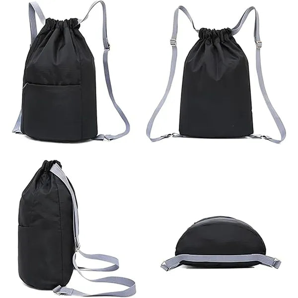 Solid Color Drawstring Backpack Leisure Travel Gym Bag