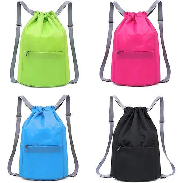 Solid Color Drawstring Backpack Leisure Travel Gym Bag