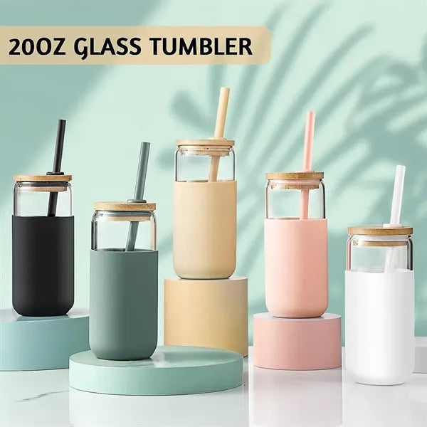 20oz Glass Water Tumbler with Silicone Protective Sleeve