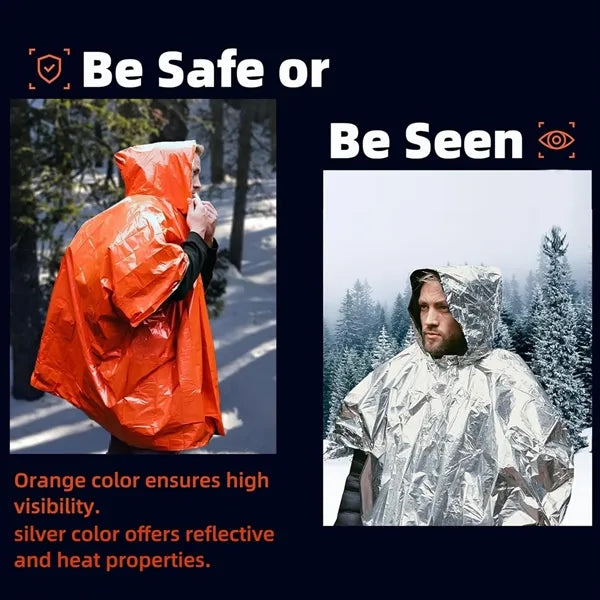 Waterproof Emergency Survival Rain Poncho with Whistle