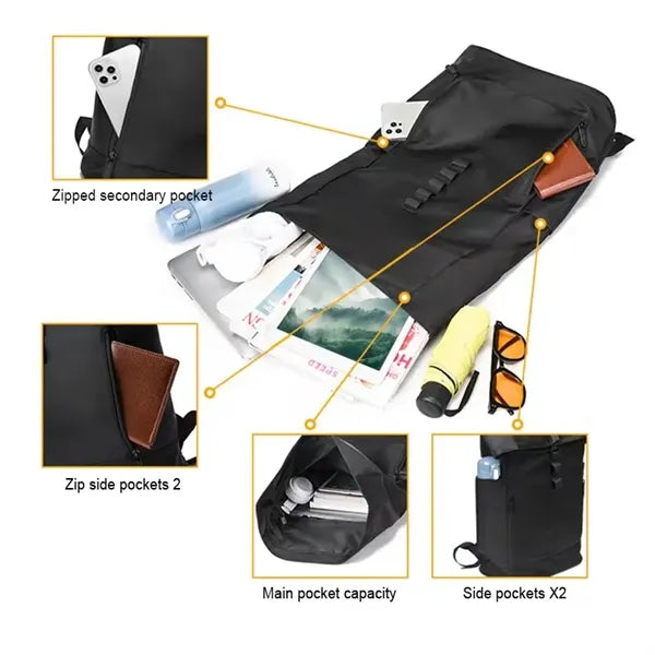 Anti-Theft Rolltop Laptop Backpack
