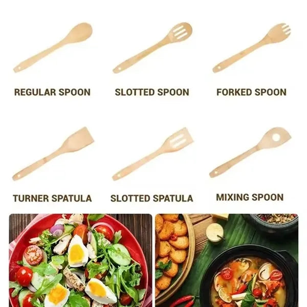 6 Pieces Bamboo Kitchen Utensil Set