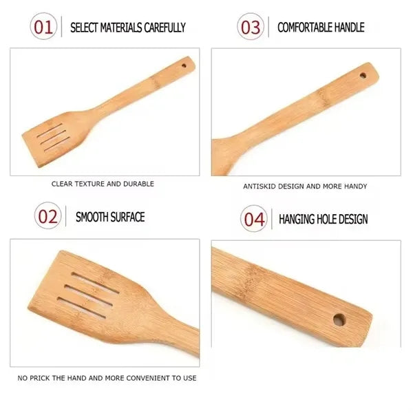 6 Pieces Bamboo Kitchen Utensil Set