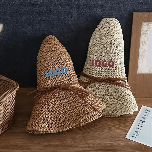 Collapsible Hand-Woven Straw Hat With oOutdoor Sun Protectio