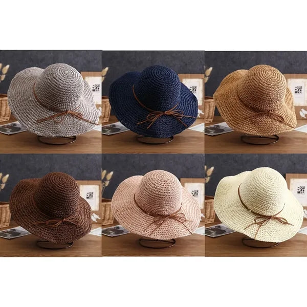 Collapsible Hand-Woven Straw Hat With oOutdoor Sun Protectio