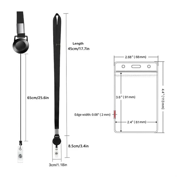 Retractable Badge Lanyard with ID Card Holder