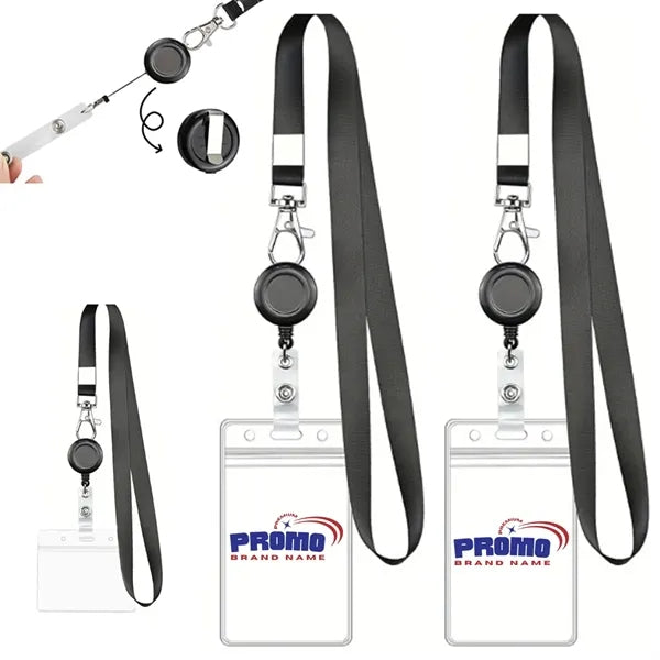 Retractable Badge Lanyard with ID Card Holder