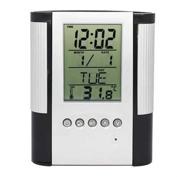 Multi-Function Pen Pencil Holder W/ Clock