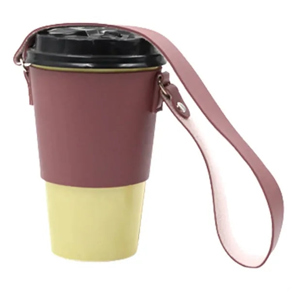 Leather Beverage Cup Holder Carrier