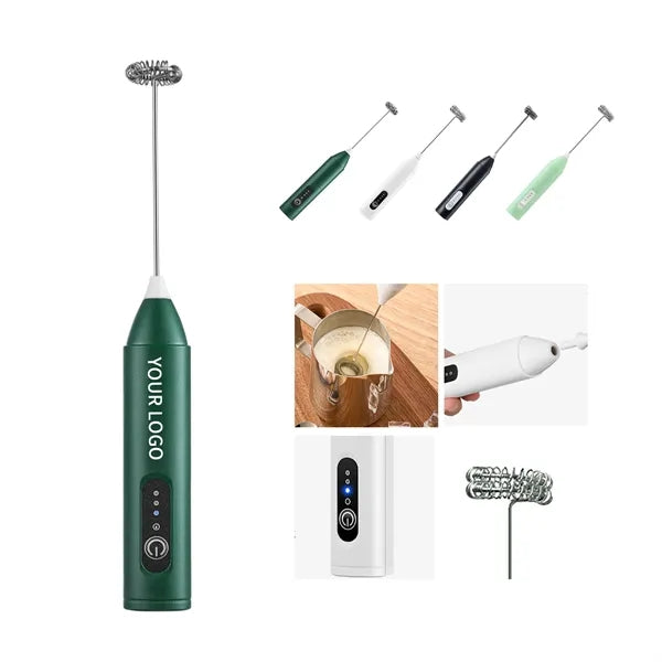 Wireless Electric Milk Frother with Dual-Spring Whisk
