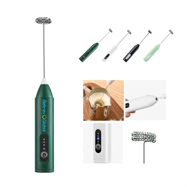 Wireless Electric Milk Frother with Dual-Spring Whisk