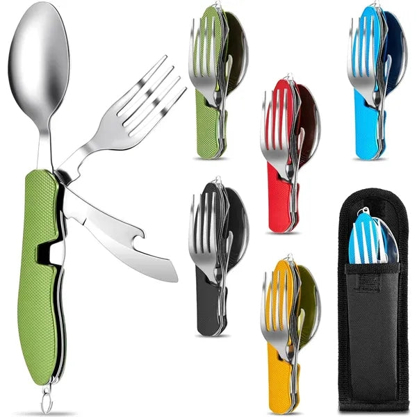 6 in 1 Folding Stainless Steel Multi Tool Tableware