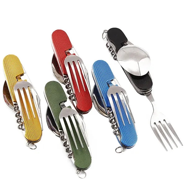 6 in 1 Folding Stainless Steel Multi Tool Tableware