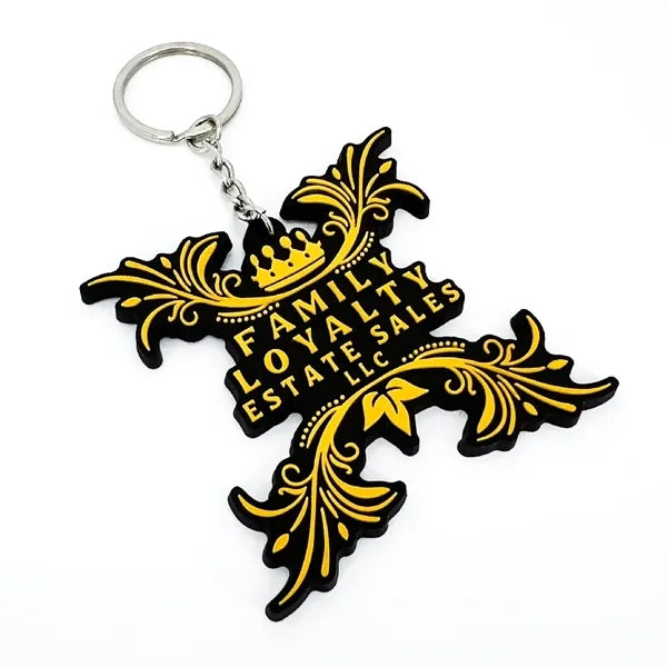 4" 2D Rubber / Soft PVC Key Tag Keychains