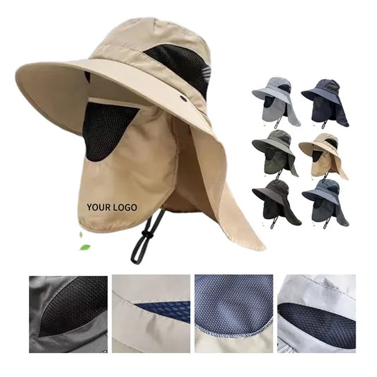 Men's Solid Color Sun-Protective Shawl Hat