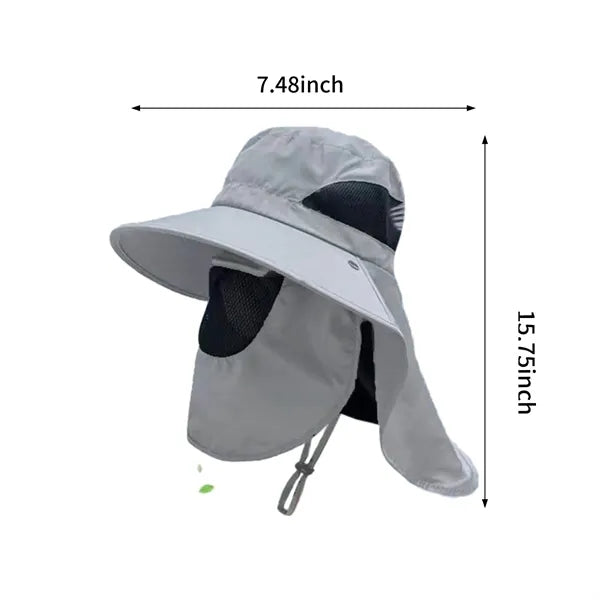 Men's Solid Color Sun-Protective Shawl Hat