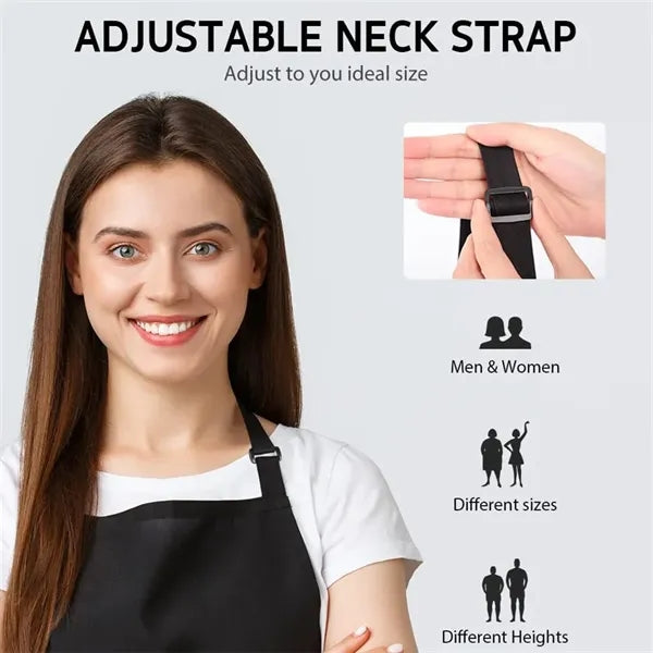 Adjustable Bib Apron with 2 Pockets
