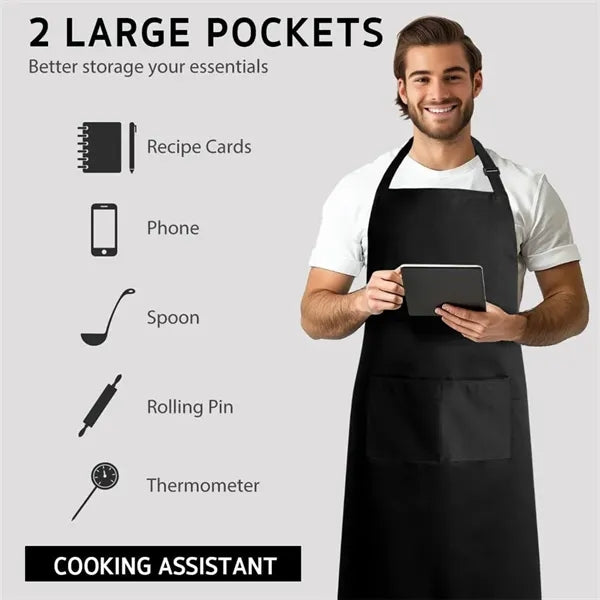 Adjustable Bib Apron with 2 Pockets