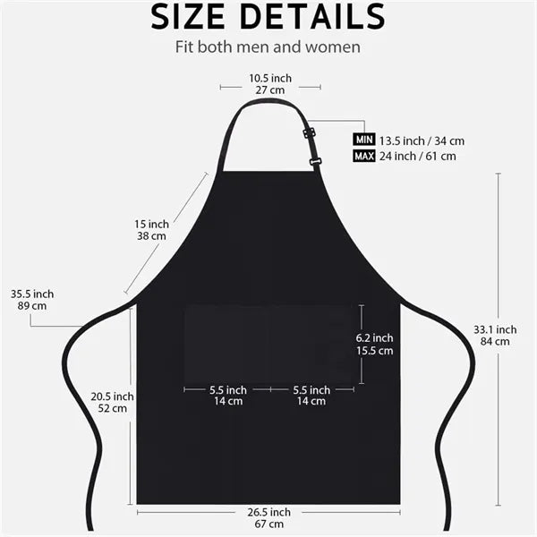 Adjustable Bib Apron with 2 Pockets