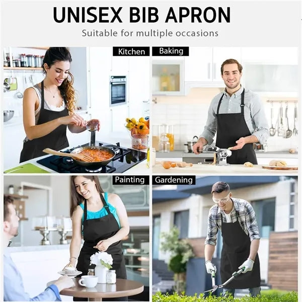 Adjustable Bib Apron with 2 Pockets