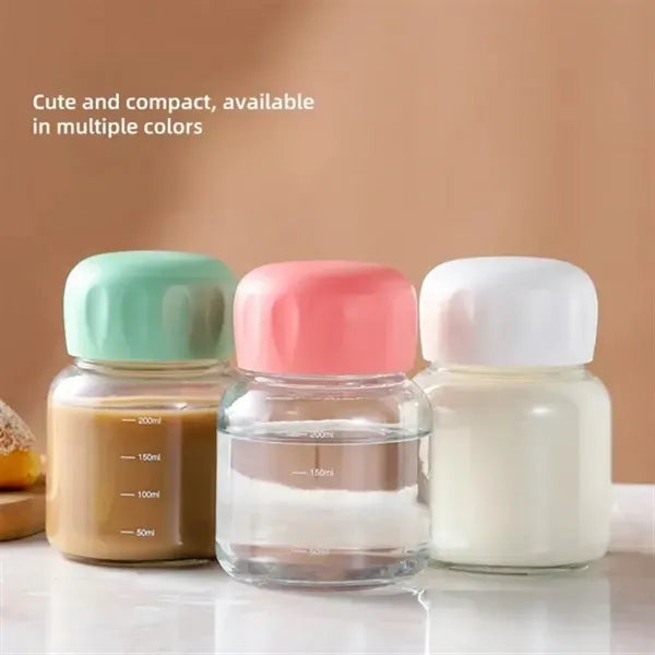 Small Borosilicate Glass Juice Bottle with Lid