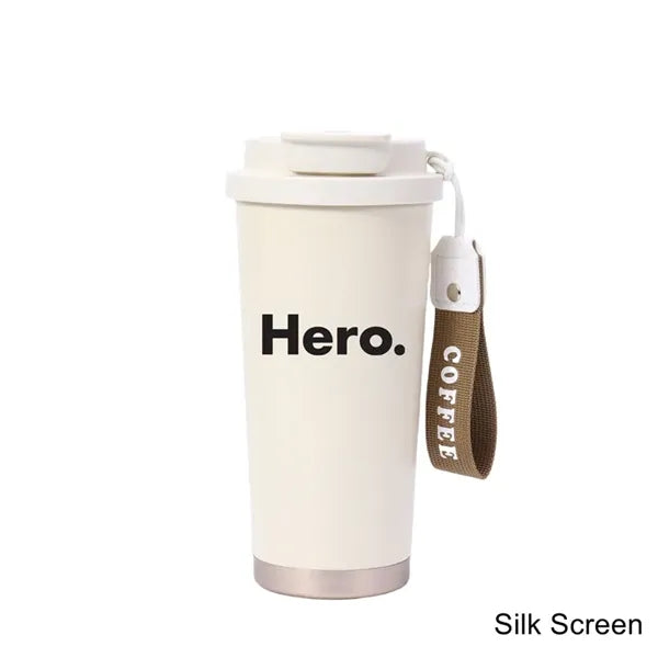 18 oz Insulated Stainless Steel Coffee Mug with Lid Strap