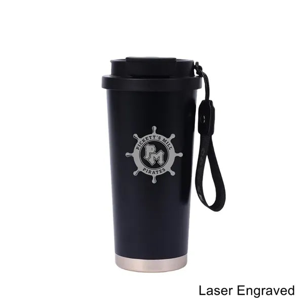 18 oz Insulated Stainless Steel Coffee Mug with Lid Strap