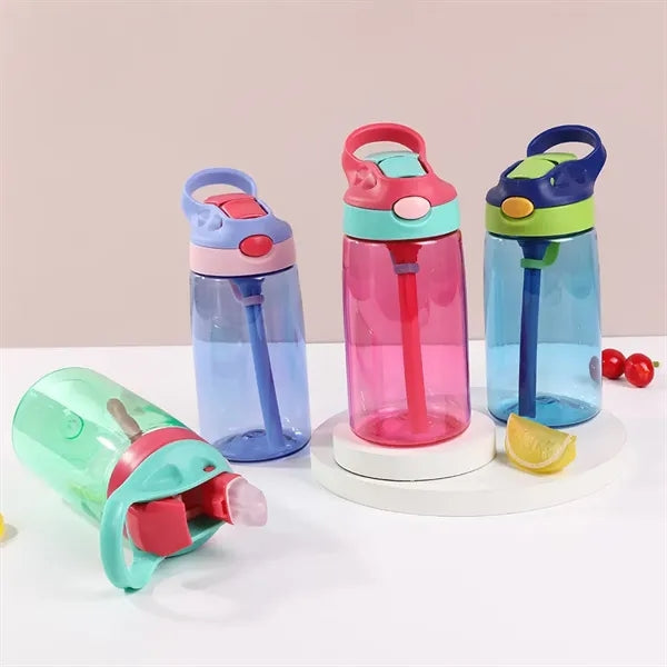Kid Tritan 500ml Water Bottle with Silicone Straw and Handle