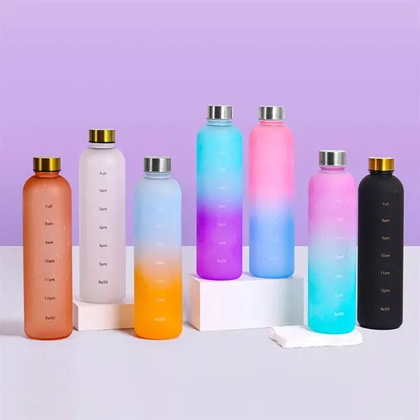 Gradient 1Liter Slim Water Bottle with Time Marker for Sport