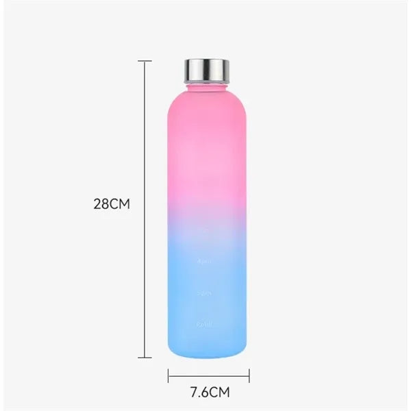 Gradient 1Liter Slim Water Bottle with Time Marker for Sport