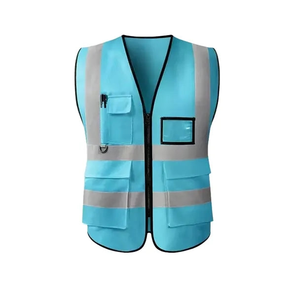 Reflective Safety Vest w/ 5 Pockets & Zipper