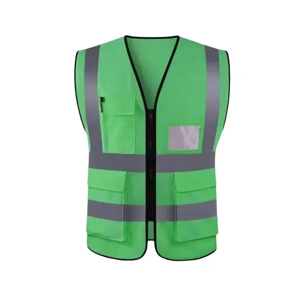 Reflective Safety Vest w/ 5 Pockets & Zipper