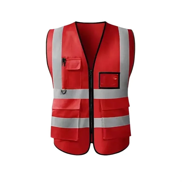 Reflective Safety Vest w/ 5 Pockets & Zipper