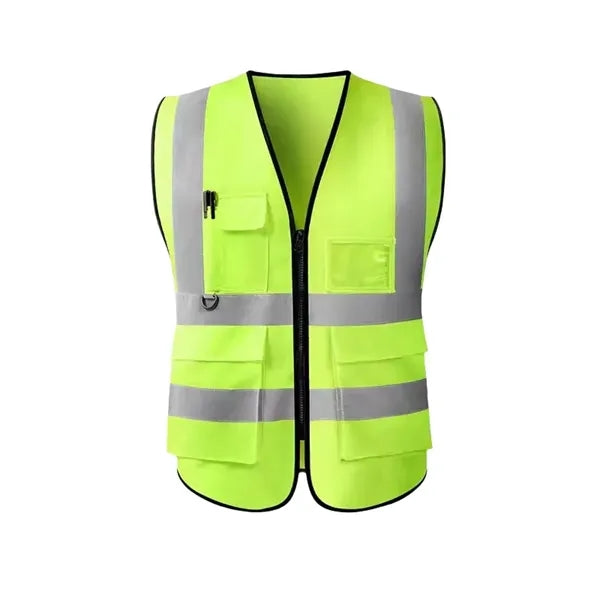 Reflective Safety Vest w/ 5 Pockets & Zipper