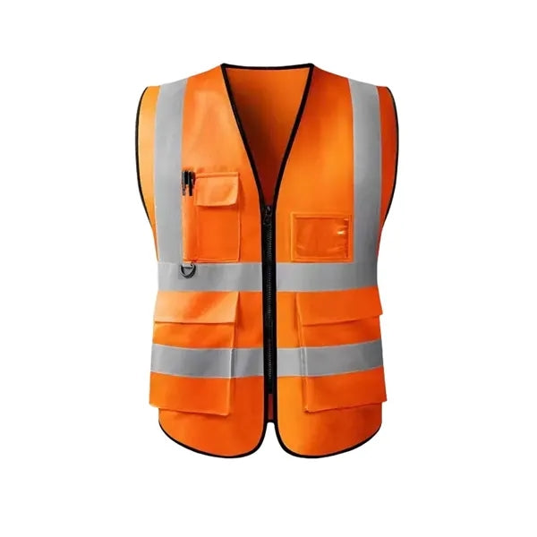 Reflective Safety Vest w/ 5 Pockets & Zipper