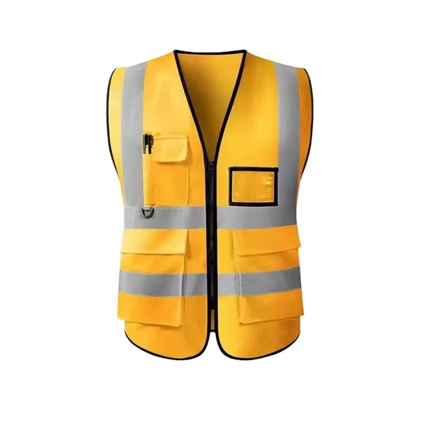 Reflective Safety Vest w/ 5 Pockets & Zipper