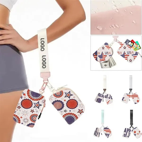 Independence Day Dual Pouch Wristlet Sports Portable Wallet