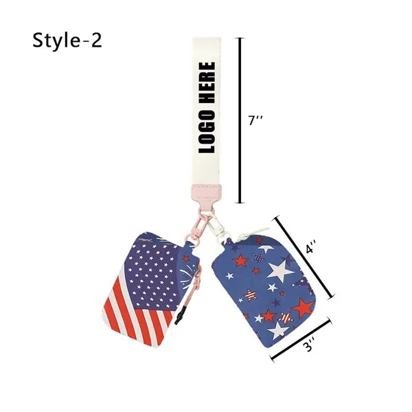 Independence Day Dual Pouch Wristlet Sports Portable Wallet