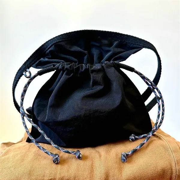 Casual Nylon Crossbody Pouch w/ Drawstring Closure