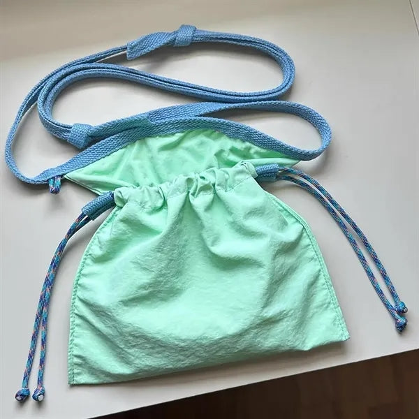 Casual Nylon Crossbody Pouch w/ Drawstring Closure