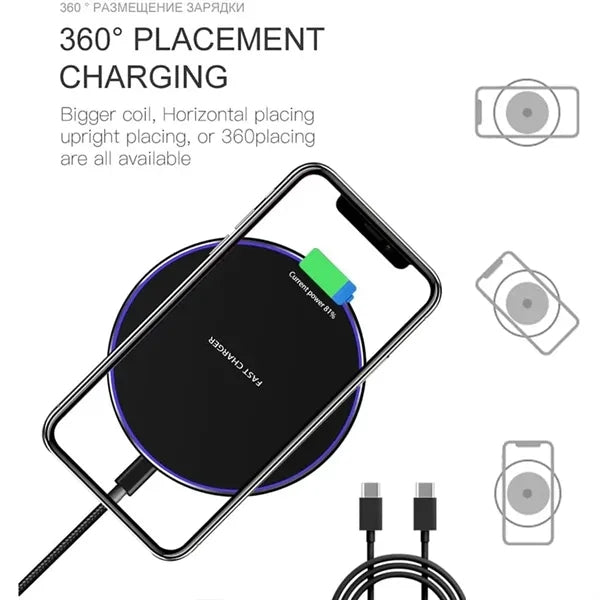 10W Qi-Certified Wireless Charger for Smartphones