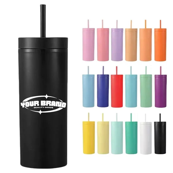 16 Oz. Simple Solid Color Plastic Straw Car Cups